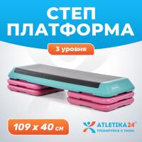 Степ-платформа Atletika24 бирюзово-розовая