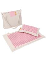 Набор массажный коврик и подушка Comfox Premium лен-розовый