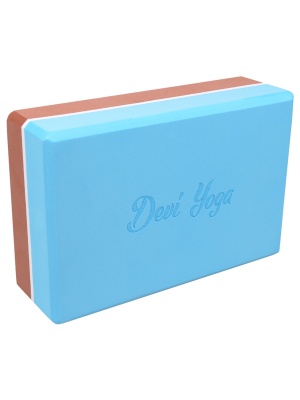 Блок для йоги Devi Yoga коричнево-голубой